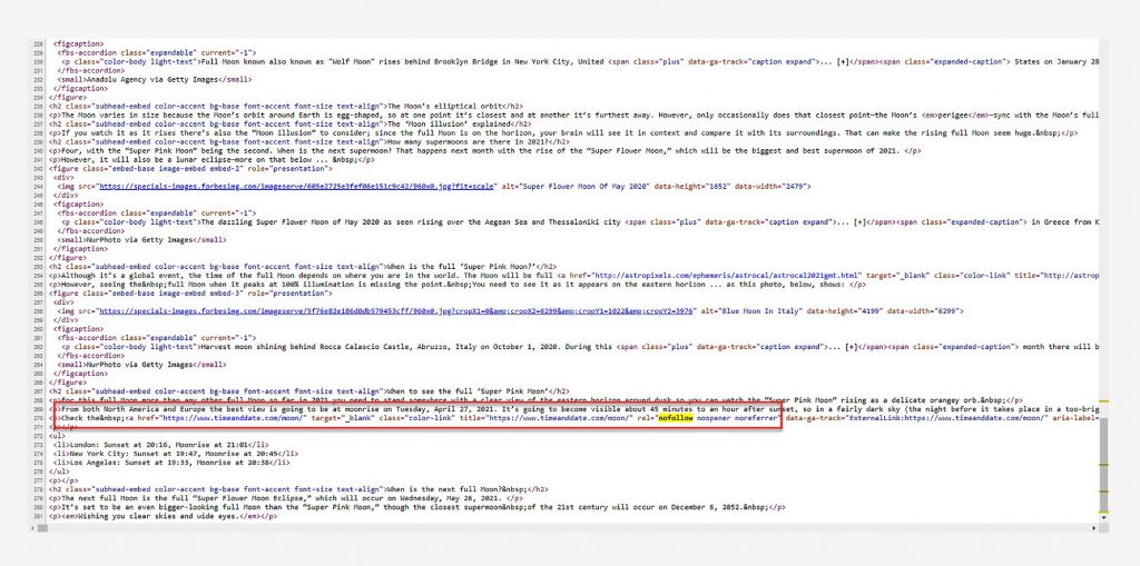 nofollow link html code example