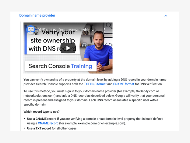 how to verify domain ownership search console