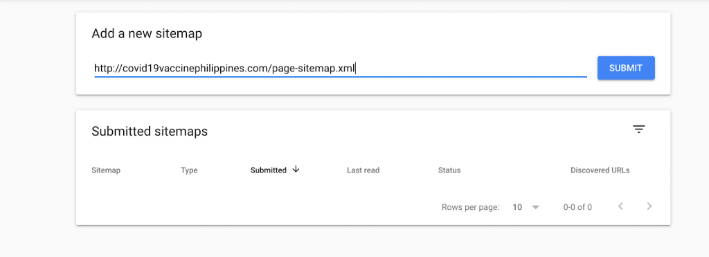 add sitemap url in google search console