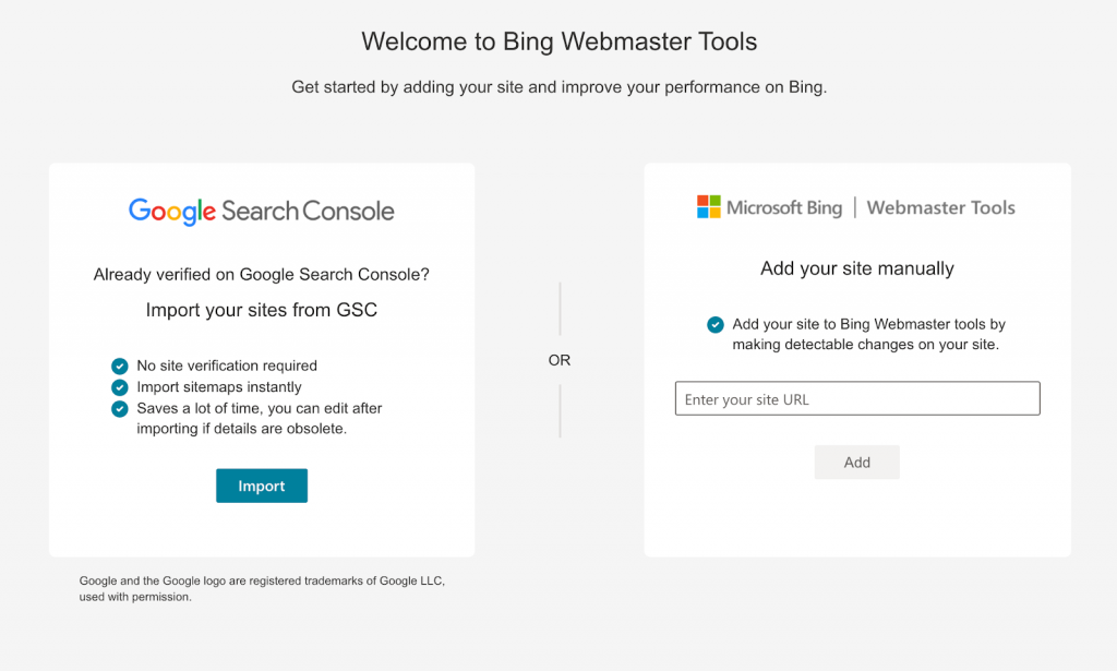add site on bing webmaster tools